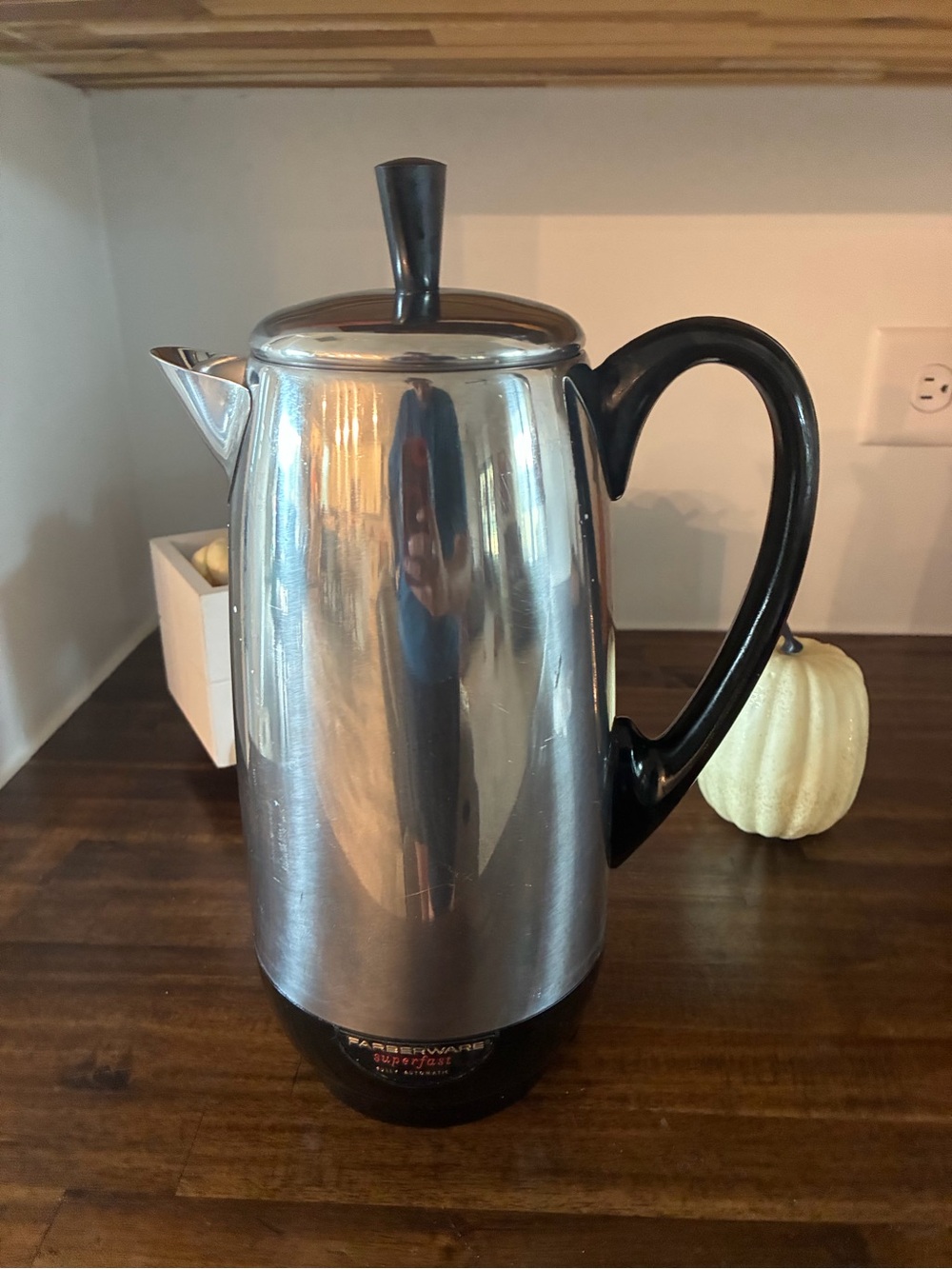 Farberware Stainless Steel Electric Coffee Percolator with Black Handle - Silver